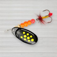 Блешня обертова ZEOX Dominator № 4, 9г, колір 011 Black-Yellow Dot